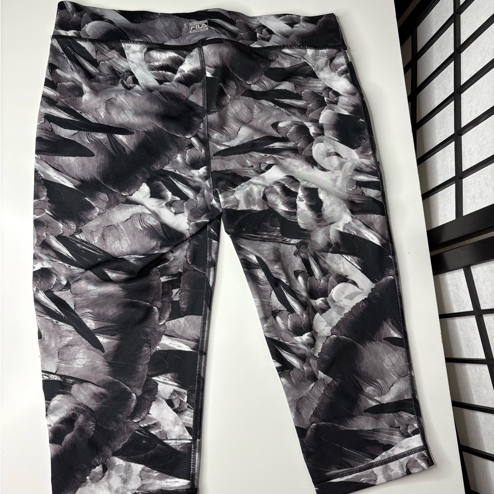 Fila Black and Gray Patterned Leggings